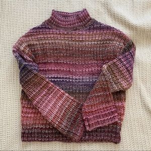 Multicolored mock neck knot sweater